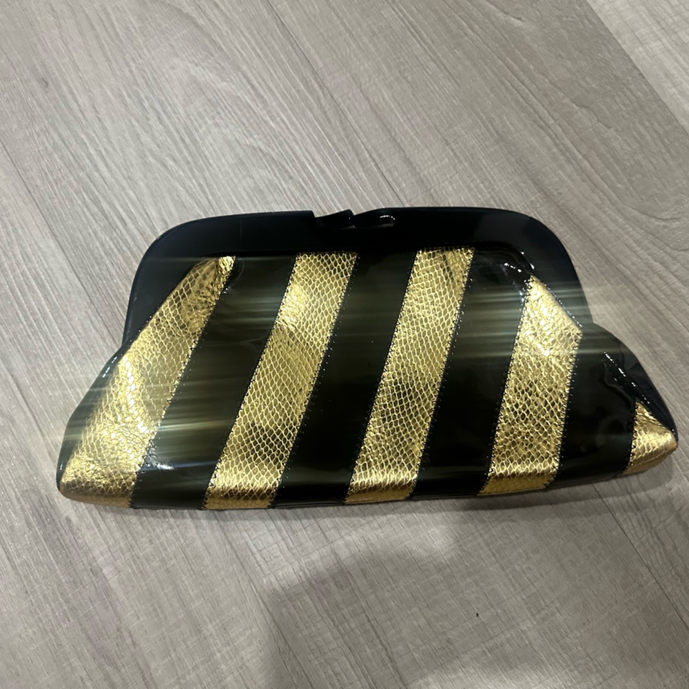 Black and Gold Striped Clutch